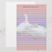 Twee witte ganzen briefpapier met namen (Voorkant / Achterkant)