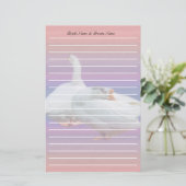 Twee witte ganzen briefpapier met namen (Staand voorkant)