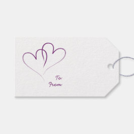 Twee witte harten met elkaar verbonden - bisschop  cadeaulabel