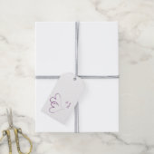 Twee witte harten met elkaar verbonden - bisschop cadeaulabel (Met Touw)