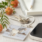 Twee witte IJslandse paarden Sleutelhanger (Voorkant Rechts)
