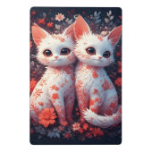 Twee witte katjes en bloemen mini klembord (Achterkant)