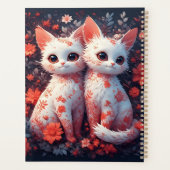 Twee witte katjes en bloemen planner (Achterkant)