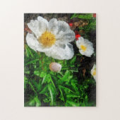 Twee witte klaprozen legpuzzel (Verticaal)