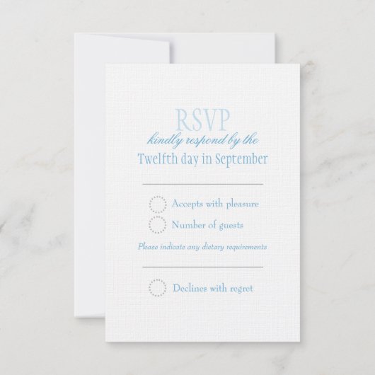 Twee witte liefde vogels blauw formele bruiloft RS RSVP Kaartje (Achterkant)