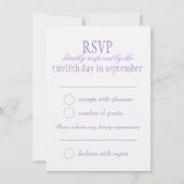 Twee witte liefdesvogels paarse formele bruiloft R Kaart (Achterkant)