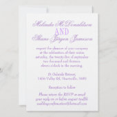 Twee witte liefdesvogels paarse formele bruiloft u kaart (Achterkant)