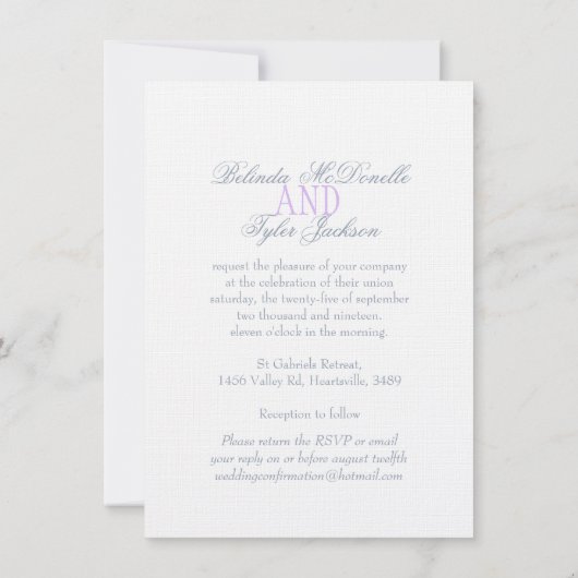 Twee witte liefdesvogels paarse grijze bruiloft ui kaart (Achterkant)