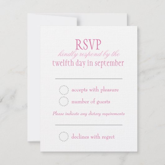 Twee witte liefvogels roze formele bruiloft RSVP (Achterkant)