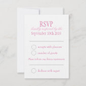 Twee witte liefvogels roze formele bruiloft RSVP Kaartje (Achterkant)