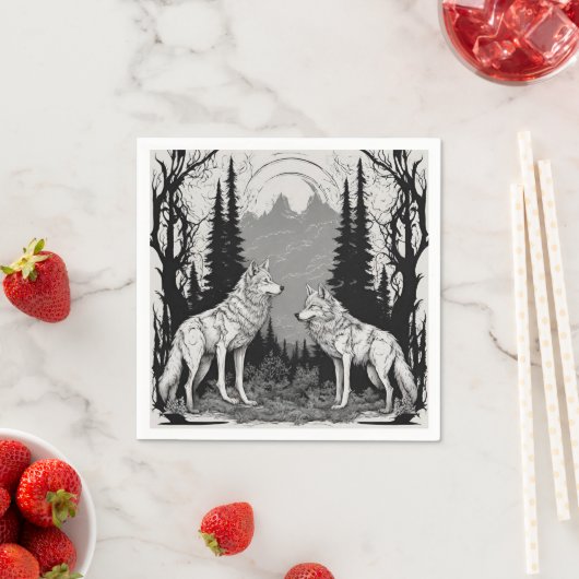 TWEE WITTE MAGISCHE WOLF 'S NACHTS SERVET (Insitu)