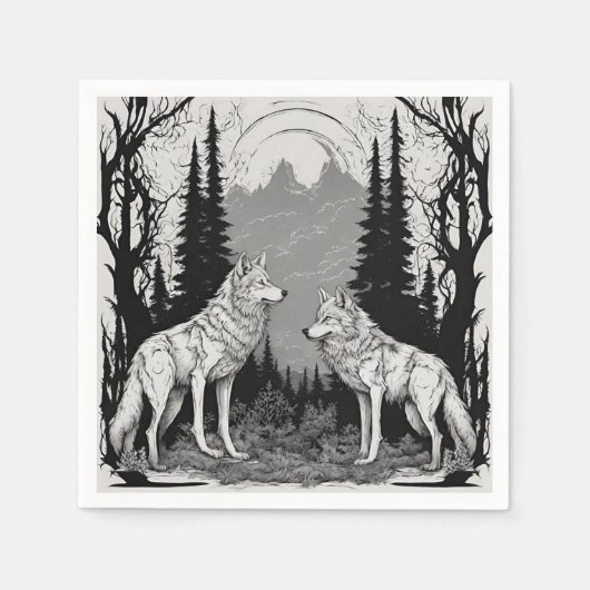 TWEE WITTE MAGISCHE WOLF 'S NACHTS SERVET (Voorkant)