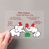 Twee witte olifant kerstdiamant patroon acryl uitnodigingen (Insitu (Draagbaar))