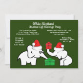 Twee witte olifant kerstdiamant patroon kaart (Voorkant)