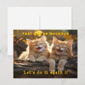 Twee witte oranje grappige lachende katten briefkaart (Voorkant / Achterkant)