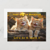 Twee witte Oranje grappige lachkatten Briefkaart (Voorkant / Achterkant)