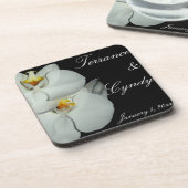 Twee Witte Orchideeën Personal Wedding Drankjes Onderzetter (Linkerzijde)