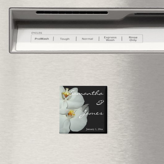 Twee Witte Orchideeën Personal Wedding Magneet (Insitu (Vaatwasser))