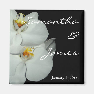 Twee Witte Orchideeën Personal Wedding Magneet