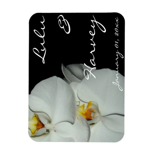 Twee Witte Orchideeën Personal Wedding Magneet (Verticaal)