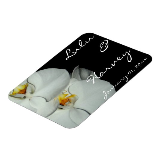 Twee Witte Orchideeën Personal Wedding Magneet (Linkerzijde)