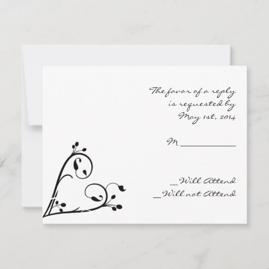 Twee witte packs en een hartritekaart RSVP kaartje (Voorkant)