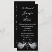 Twee witte pauwen en hart monogram programma programmakaart (Voorkant / Achterkant)