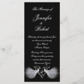 Twee witte pauwen en hart monogram programma programmakaart (Voorkant)