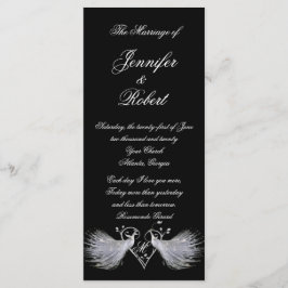 Twee witte pauwen en hart monogram programma programmakaart