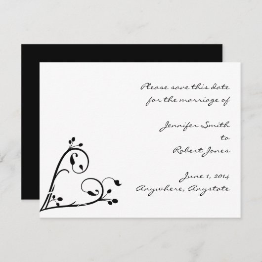 Twee Witte Peacocks en Heart Save the Date (Voorkant / Achterkant)