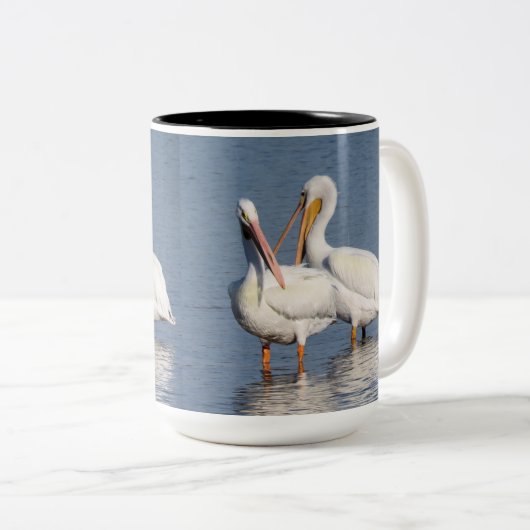 Twee witte Pelicans Mok (Voorkant rechts)