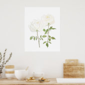 twee witte rozen inkt en waterverf 2023 poster (Keuken)