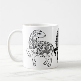 Twee witte schapen Eén zwarte schapenmuis Art Koffiemok