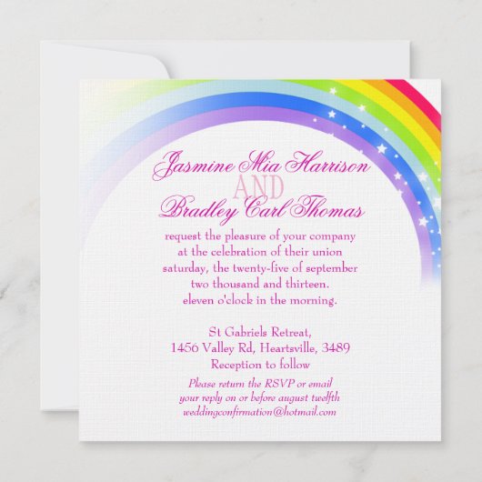 Twee witte stippen voor regenboogbruiloft kaart (Achterkant)