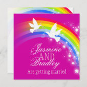 Twee witte stippen voor regenboogbruiloft kaart (Voorkant / Achterkant)
