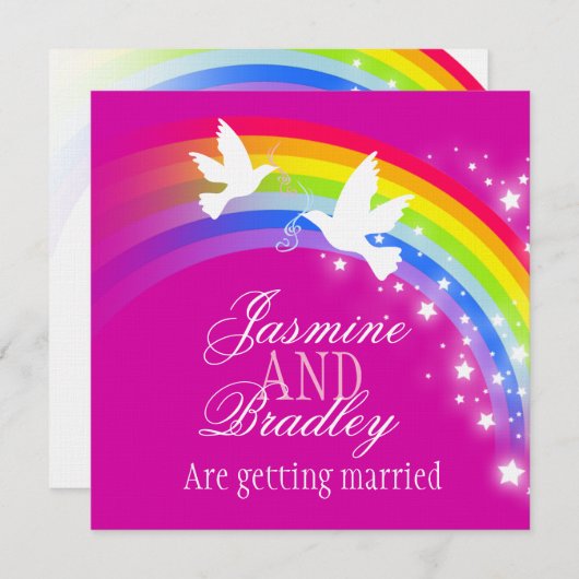 Twee witte stippen voor regenboogbruiloft kaart (Voorkant / Achterkant)