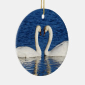 Twee witte Swans vormen het Geheime Teken Keramisch Ornament (Rechts)