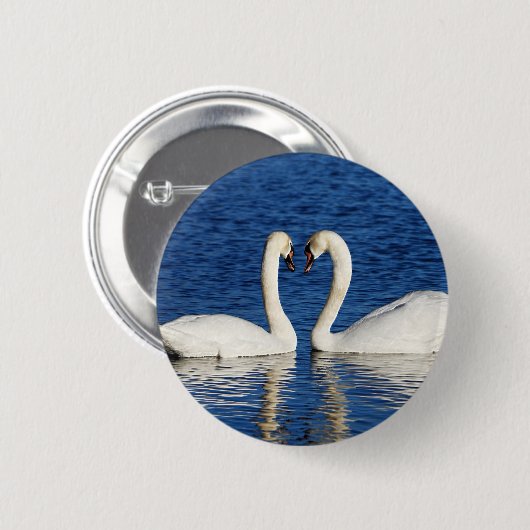 Twee witte Swans vormen het Geheime Teken Ronde Button 5,7 Cm (Voorkant /achterkant)