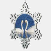 Twee witte Swans vormen het Geheime Teken Tin Sneeuwvlok Ornament (Rechts)