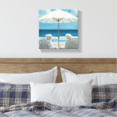 Twee witte terriërs ontspannen op het strand - Kin Canvas Afdruk (Insitu (Slaapkamer))