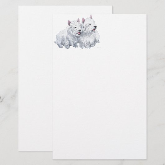 Twee Witte Terriers voor de Hooglanden West Briefpapier (Voorkant / Achterkant)