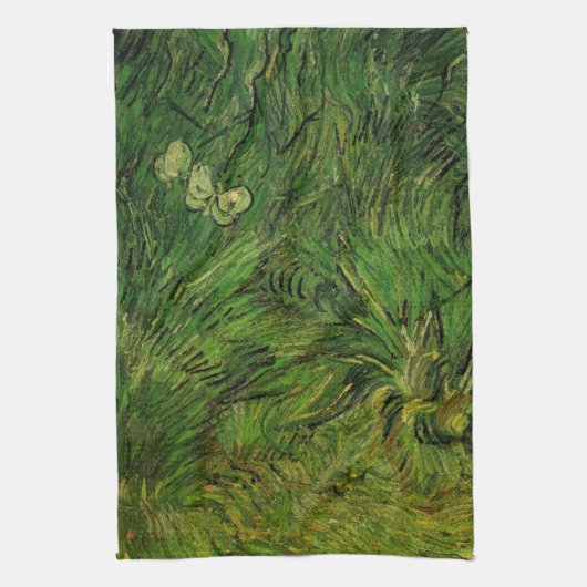 Twee witte vlinders door Vincent van Gogh Theedoek (Verticaal)