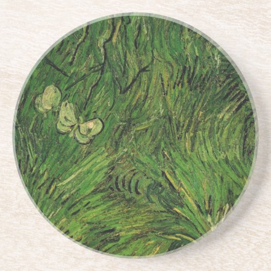 Twee witte vlinders door Vincent van Gogh Zandsteen Onderzetter (Voorkant)