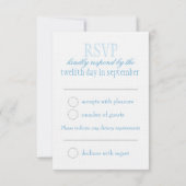 Twee witte vogelvogels blauw formeel huwelijk RSVP (Achterkant)