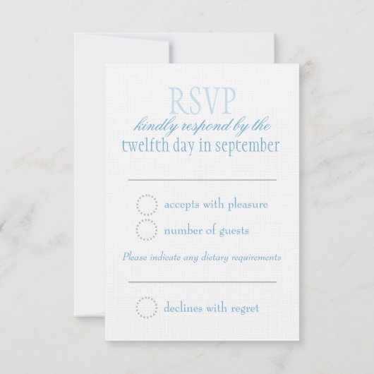 Twee witte vogelvogels blauw formeel huwelijk RSVP (Achterkant)