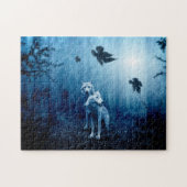 Twee witte wolven in het wild bos legpuzzel (Horizontaal)