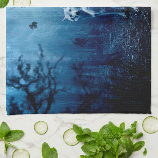 Twee witte wolven in het wild bos theedoek (Gevouwen)