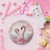 twee witte zwanen papieren bordje (Feest)