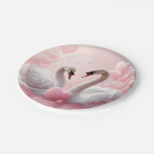 twee witte zwanen papieren bordje (Gekanteld)