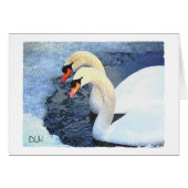 Twee witte zwanen/wild/Waterverf (Voorkant Horizontaal)